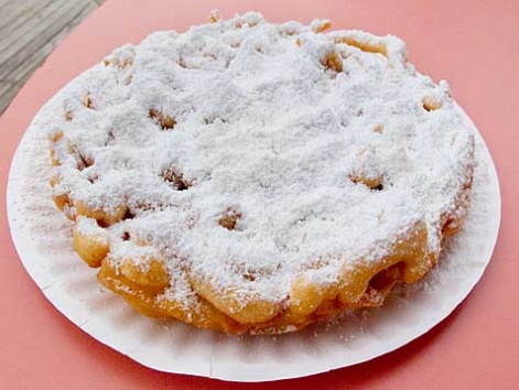 Funnel cake topped with powdered sugar, from the Seaside boardwalk ...