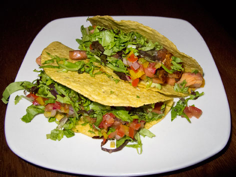 Two mountain trout tacos from the Thirsty Monk in Asheville, North Carolina.