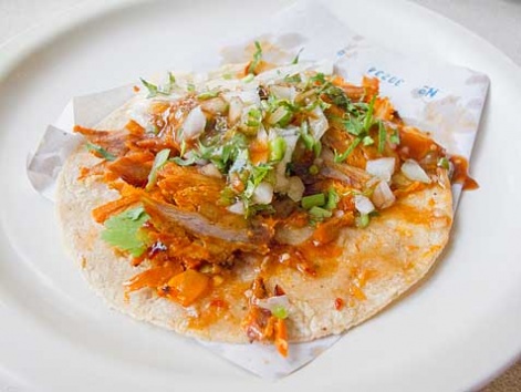 A taco al pastor from El Tizoncito in Mexico City.