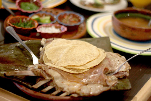 Barbacoa meat falling off the bone, in Mexico City
