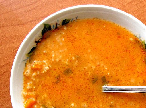 Zupa Pomidorowa, or Polish tomato soup, with rice