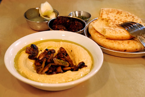 Hummus in Israel, with raw onion