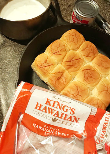 King's Hawaiian sweet rolls about to be turned into pani popo for a Polynesian food party