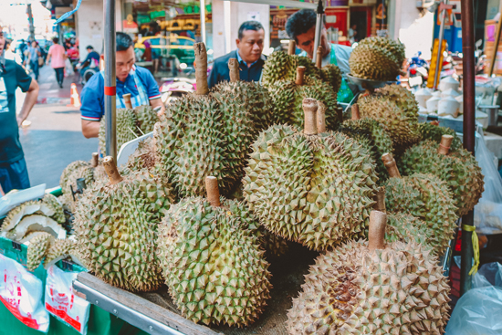 Vendor selling durian in Bangkok, Thailand