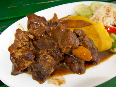 A plate of goat water from a cafe on Antigua