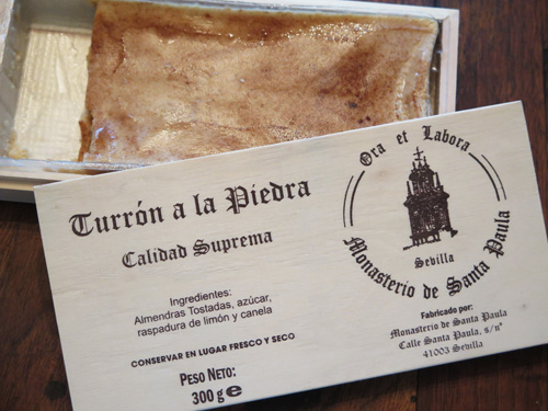 Turrón a la piedra sweets in a box from Santa Paula Convent in Sevilla, Spain