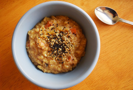 American girl porridge, a modern update on the ancient Asian dish of congee
