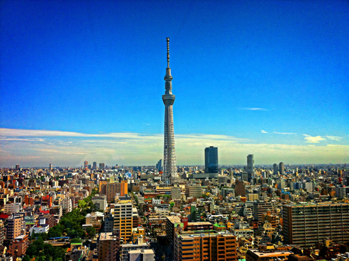 Morning in Tokyo, Japan, view of the skyline with Skytree