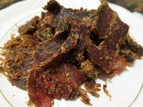 Biltong, dried cured beef from South Africa