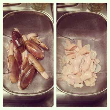 Cleaning and cooking razor clams 