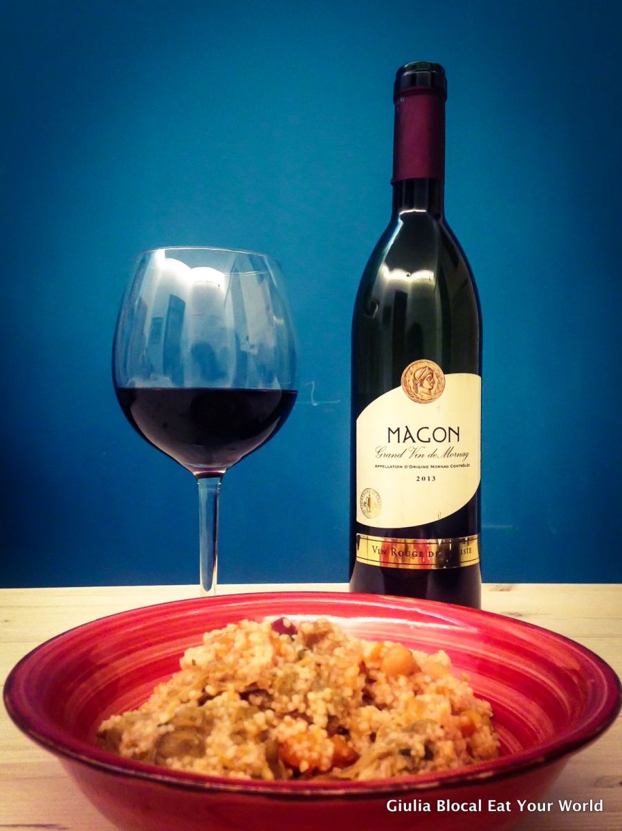 Couscous and wine from Tunisia.