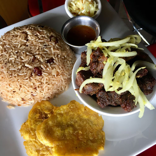 Haitian food from a restaurant in south Florida