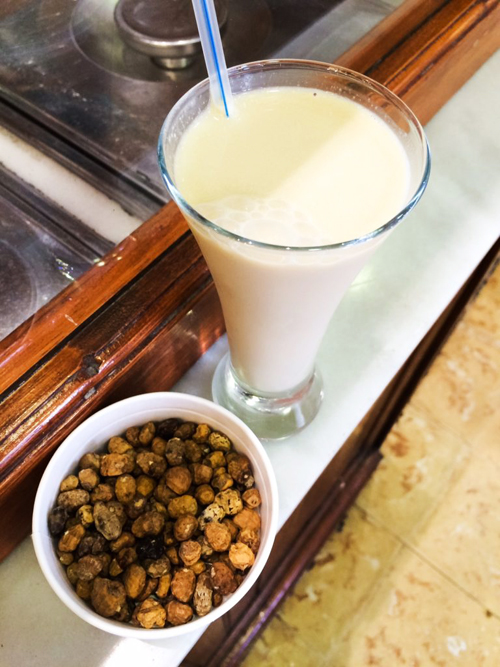 Horchata made of tiger nuts, in Barcelona, Catalonia, Spain