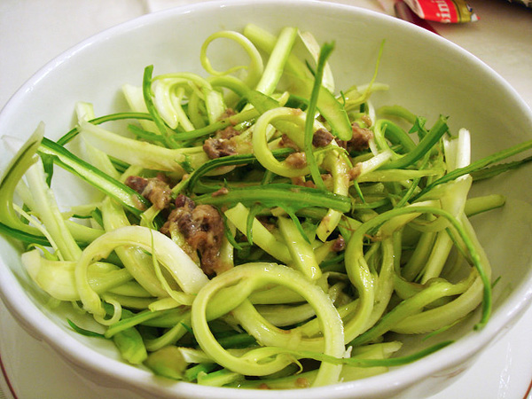 Insalata di puntarelle, a salad made from the inner stalks of chicory that's traditional to Lazio, Italy