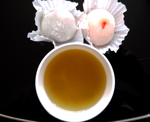 Mochi and tea in Japantown, San Francisco