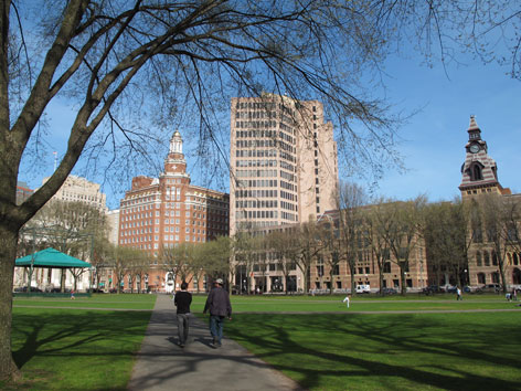 Downtown green in New Haven, Connecticut