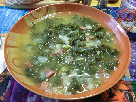Caldo verde, Portuguese kale soup, from Massachusetts