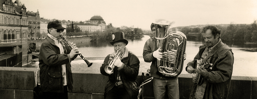 Charles Bridge jazz band in Prague