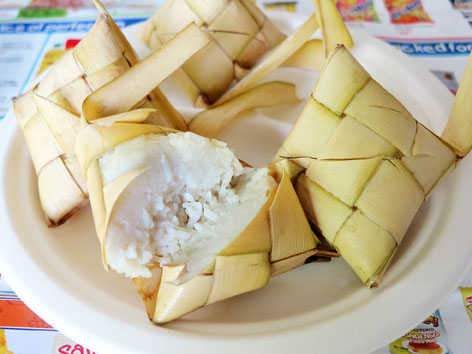 Puso, rice wrapped in woven coconut leaves, from Cebu, the Philippines