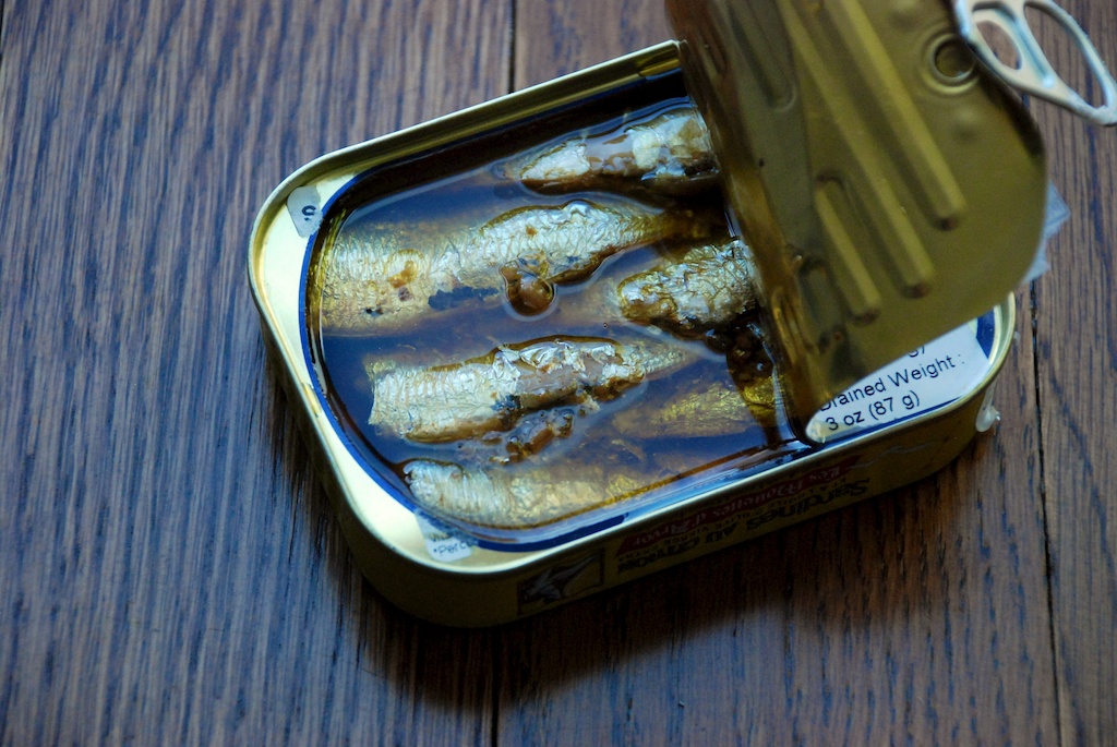 Can of sardines for sardine butter recipe, from the west coast of France