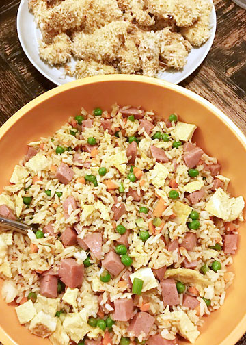 Polynesian food recipes: Spam fried rice and coconut chicken 