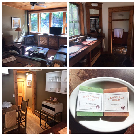 Scenes from inside the Sundance Mountain Resort: interior room shots, handmade soaps.