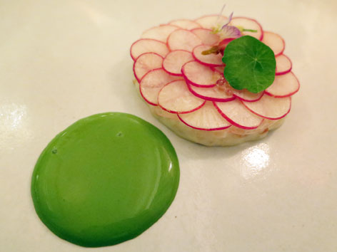 Radish over pike from Eleven Madison Park in New York City