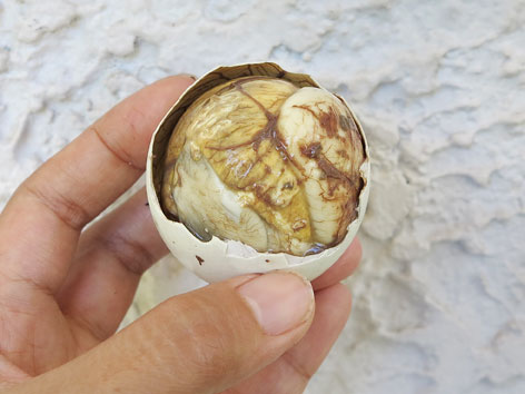 A balut duck egg from Manila in the Philippines.