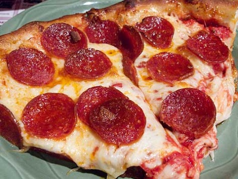 Buffalo-style pizza with pepperoni from Pizza Junction in Buffalo, NY