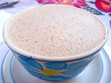 A mug of chocolate con leche from Oaxaca