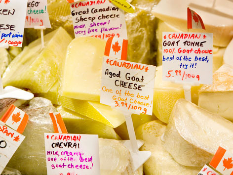 Local Canadian cheese from Granville Island Public Market in Vancouver.