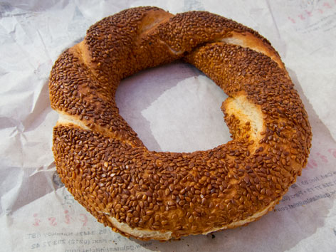 Simit, or Turkish bagel, from Istanbul, Turkey