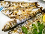 Grilled local blue fish from Sinop, Turkey