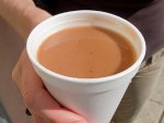 A cup of champurrado from a street cart in Oaxaca, Mexico.