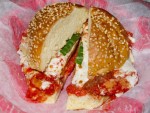 A chicken parm sandwich from Parm in Little Italy, New York City.