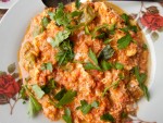 Menemen scrambled eggs from a cafe in Istanbul