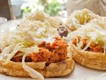 A plate of sopes from Restaurante El Contramar in Mexico City.