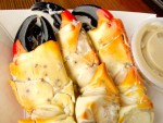 Three stone crab claws from Keys Fisheries in the Florida Keys. 