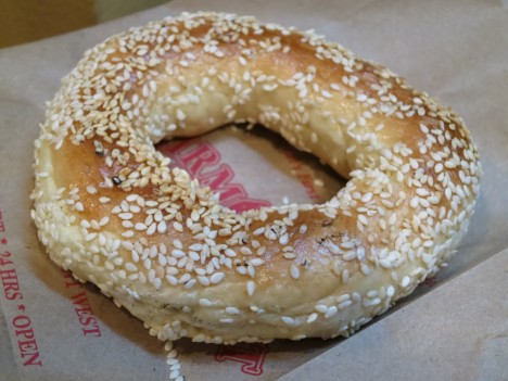 A skinny sesame bagel from Fairmount Bagels, in Montreal.
