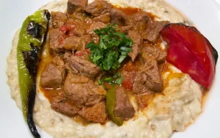 Hunkar begendi on a plate in Istanbul Turkey