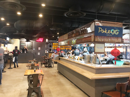 Interior of Asian food hall 1-800-Lucky in Wynwood, Miami, Florida.