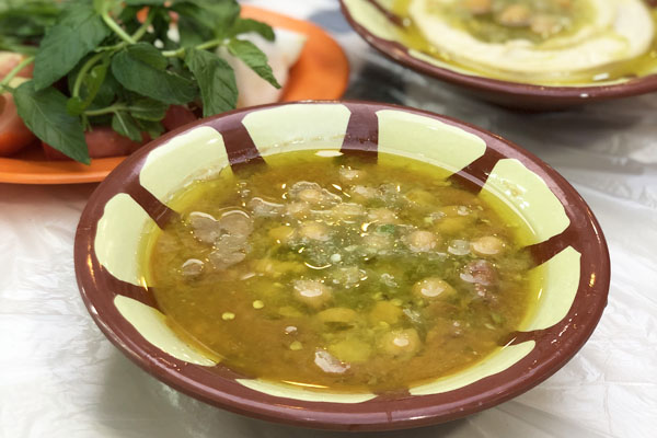 A bowl of fuul, a fava bean dish and popular street food in Amman, Jordan