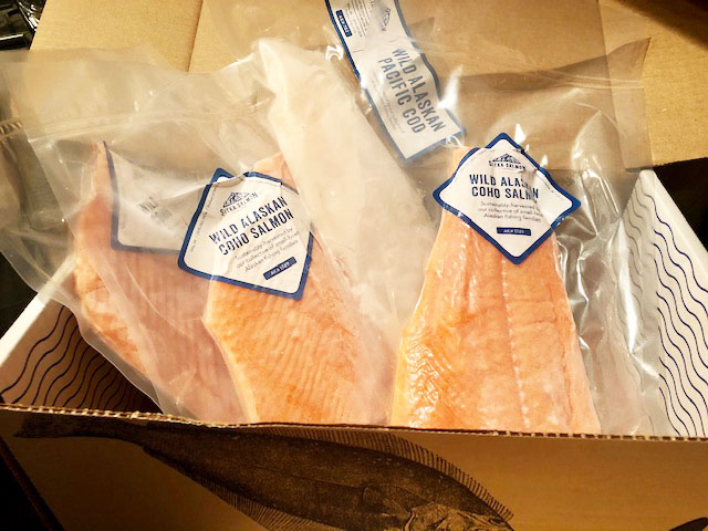 A sample of wild-caught Alaskan salmon and cod from Sitka Salmon Share.