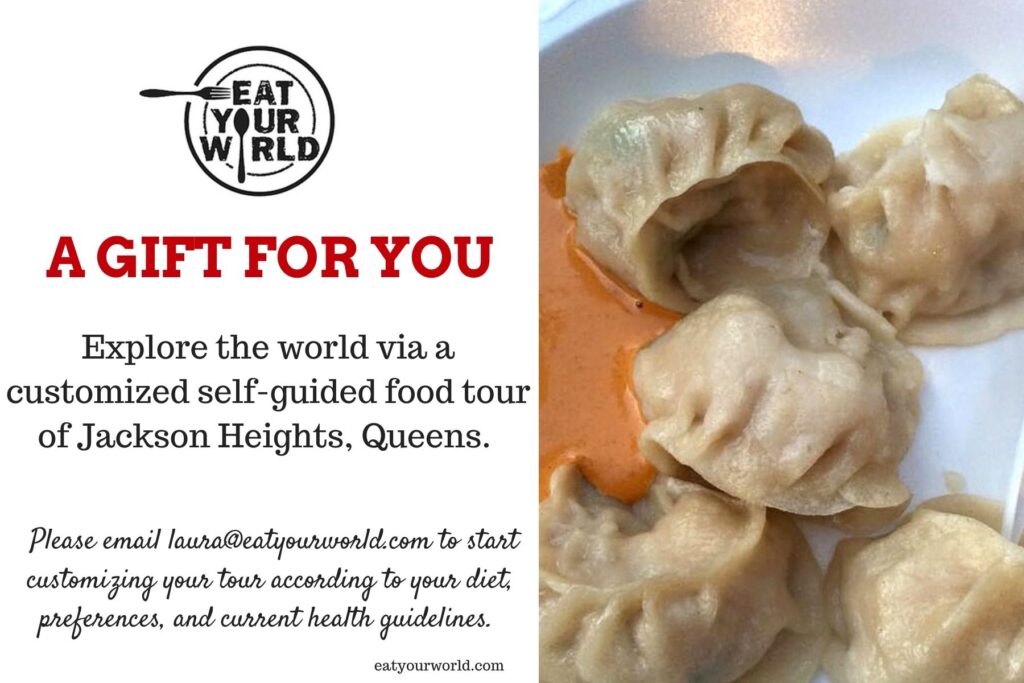 A gift certificate for a self-guided food tour of Jackson Heights, Queens