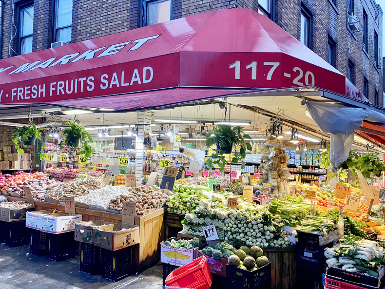 A typical Indo-Caribbean produce market in Richmond Hill, Queens