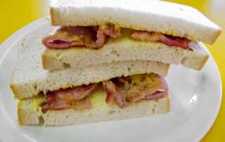 A bacon butty sandwich from Bar Centrale in London, England.