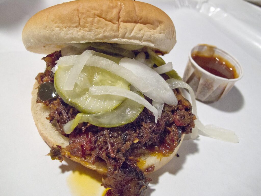 Texas BBQ: Chopped beef sandwich