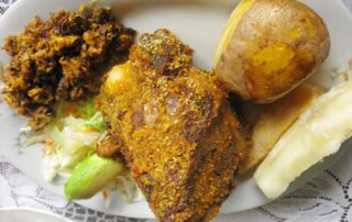 Cabrito (baby goat) and pepitoria from Santander, Colombia