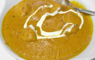 A typical chicken tikka masala curry from a London Indian restaurant
