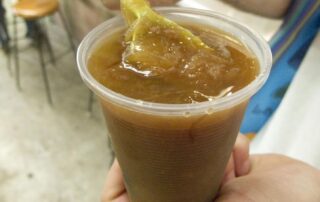 A cup of chilacayote from Mercado Benito Juarez in Oaxaca, Mexico.